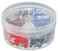 Набор сдвоенных изолированных контактных гильз в коробке, 2x0.75 кв. мм 50 шт, 2x1.0 кв. мм 50 шт, 2x1.5 кв. мм 50 шт, 2x2.5 кв. мм 50 шт