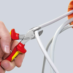 KNIPEX X-Cut бокорезы, рез: провол. мягк. ∅ 4.8 мм, ср. ∅ 3.8 мм, тв. ∅ 2.7 мм, роял. струна ∅ 2.2 мм, L-160 мм, хром, 2-к ручки