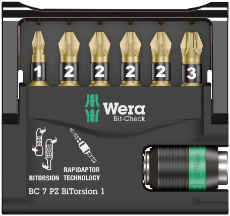 Bit-Check 7 PZ BiTorsion 1 набор бит биторсионных с битодержателем, 7 предметов