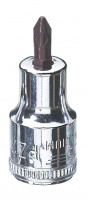 25-35 Головка торцевая со вставкой-битой PZ, DR 1/4", PZ 1, хромированная, полированная, длина 34.5 мм