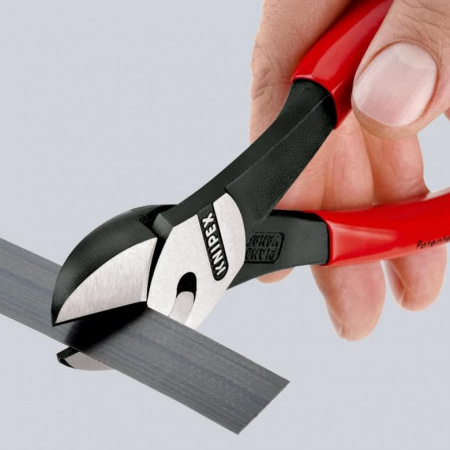 KNIPEX TwinForce бокорезы, рез: провол. мягк. ∅ 5.5 мм, провол. ср. ∅ 4.6 мм, тверд. ∅ 3.2 мм, роял. струна ∅ 3 мм, L-180 мм, черн., 1-к ручки