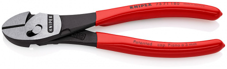KNIPEX TwinForce бокорезы, рез: провол. мягк. ∅ 5.5 мм, провол. ср. ∅ 4.6 мм, тверд. ∅ 3.2 мм, роял. струна ∅ 3 мм, L-180 мм, черн., 1-к ручки