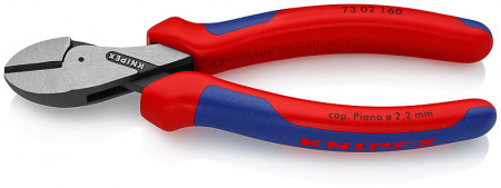 KNIPEX X-Cut бокорезы, рез: провол. мягк. ∅ 4.8 мм, ср. ∅ 3.8 мм, тв. ∅ 2.7 мм, роял. струна ∅ 2.2 мм, L-160 мм, черн., 2-к ручки