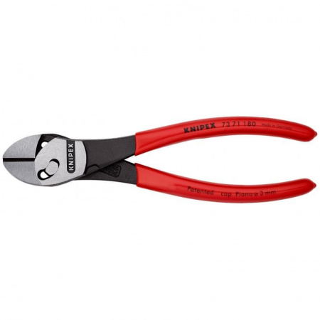 KNIPEX TwinForce бокорезы, рез: провол. мягк. ∅ 5.5 мм, провол. ср. ∅ 4.6 мм, тверд. ∅ 3.2 мм, роял. струна ∅ 3 мм, L-180 мм, черн., 1-к ручки