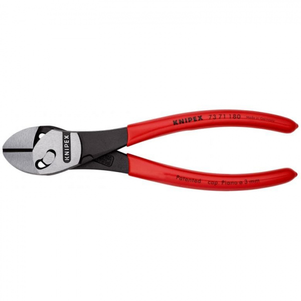 KNIPEX TwinForce бокорезы, рез: провол. мягк. ∅ 5.5 мм, провол. ср. ∅ 4.6 мм, тверд. ∅ 3.2 мм, роял. струна ∅ 3 мм, L-180 мм, черн., 1-к ручки