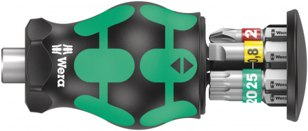 Kraftform Kompakt Stubby Magazin 1 короткая ручка-битодержатель с битами, 6 предметов, PH 1/2; TORX TX 15/20/25; SL 0.8 x 5.5