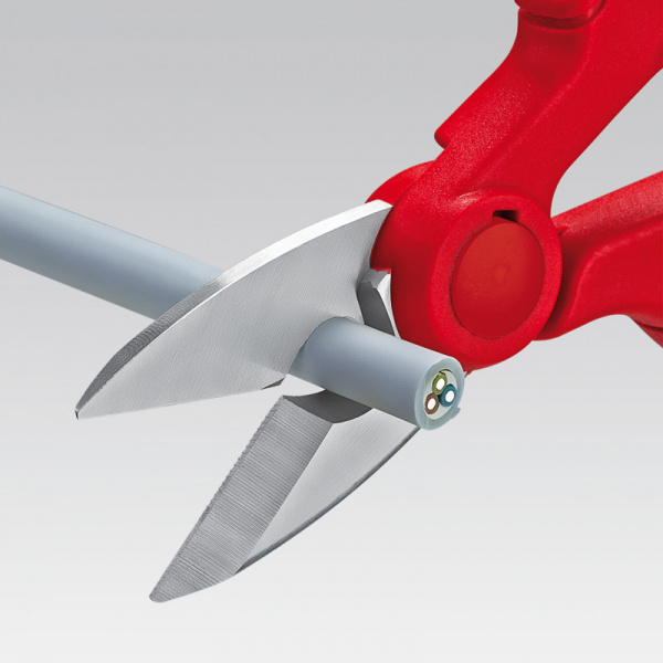 Ножницы электрика, микронасечки для чистого реза без проскальзывания, L-155 мм, нерж. сталь, 2-к ручки, держатель