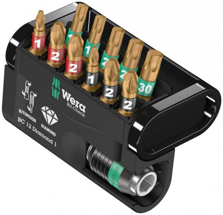 Bit-Check 12 Diamond 1 набор бит с битодержателем, алмазное покрытие, 12 предметов