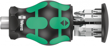 Kraftform Kompakt Stubby Magazin 5 короткая ручка-битодержатель с битами, 6 предметов, SL 1.0x5.5/1.2x6.5; PH 1/2; Roberston: # 1/# 2