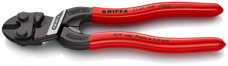 KNIPEX CoBolt S болторез компактный, L-160 мм, рез: мягкая проволока ∅ 5.3 мм, проволока средней твёрдости ∅ 4.4 мм, твёрдая проволока ∅ 3.2 мм, рояльная струна (HRC 59) ∅ 3 мм, чёрный, обливные рукоятки, с держателем для торгового оборудования