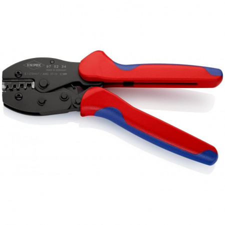 KNIPEX PreciForce пресс-клещи, штекеры открытые, неизол. (2.8 + 4.8 мм), кол-во гнезд: 4, 0.1 - 2.5 кв. мм (27 -13 AWG), L-220 мм