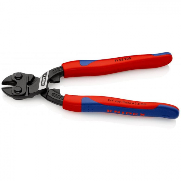 KNIPEX CoBolt болторез, L-200 мм, рез: провол. мягк. ∅ 6 мм, ср. ∅ 5.2 мм, тв. ∅ 4 мм, роял. струна ∅ 3.6 мм, черн., 2-к ручки