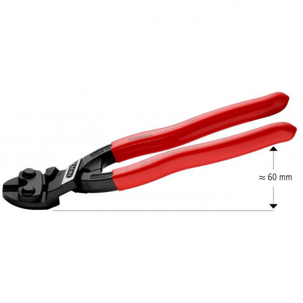 KNIPEX CoBolt болторез, голова 20°, с выемкой, L-200 мм, рез: провол. мягк. ∅ 6 мм, ср. ∅ 5.2 мм, тв. ∅ 4 мм, роял. струна ∅ 3.6 мм, черн., 1-к ручки