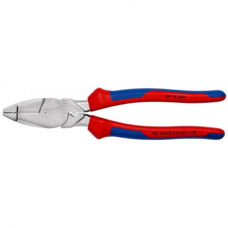 Lineman's Pliers плоскогубцы электромонтажные, зона обжима, рез проволоки: средняя d 4.6 мм, твёрдая d 3 мм, L-240 мм, хром, 2К ручки