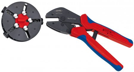 KNIPEX MultiCrimp пресс-клещи с магазином для смены плашек, 3 сменные плашки, L-250 мм, 2-к ручки