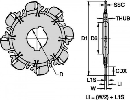 Фреза KNS для прорезания пазов; Крепление на оправке; Усиленный корпус; Метрическая система