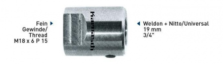 Адаптер Karnasch Fein M18x6P 15 > Weldon 19 + Nitto/Universal