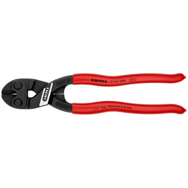 KNIPEX CoBolt болторез, с выемкой, L-200 мм, рез: провол. мягк. ∅ 6 мм, ср. ∅ 5.2 мм, тв. ∅ 4 мм, роял. струна ∅ 3.6 мм, черн., 1-к ручки
