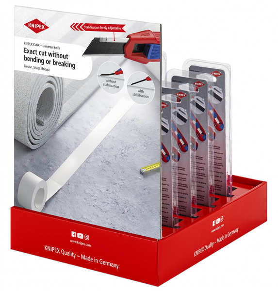 Дисплей укомплектованный, KNIPEX CutiX нож универсальный KN-9010165BK (12 шт)