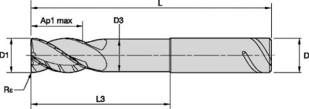 HARVI I TE; Радиус скругления; 4 ЗУБА; С удлиненной шейкой; Хвостовик SAFE-LOCK