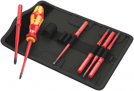 Kraftform Kompakt VDE 7 extra slim 1 Набор сменных отвёрток-насадок диэлектрических с рукояткой-держателем, 7 предметов