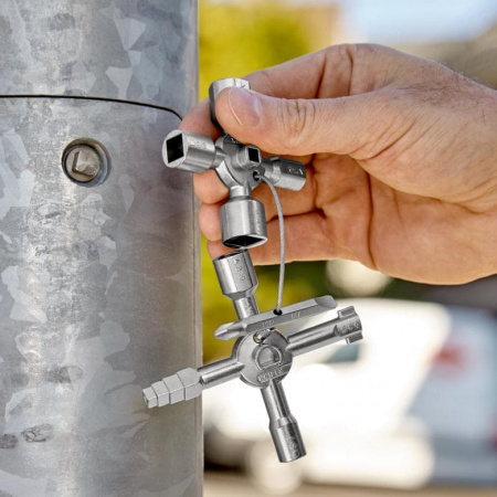 KNIPEX TwinKey ключ крестовой 8-лучевой для стандартных шкафов и систем запирания, L-92 мм