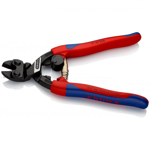 KNIPEX CoBolt болторез, голова 20°, с выемкой, 200 мм, рез: провол. мягк. d 6 мм, ср. d 5.2 мм, тв. d 4 мм, роял. струна d 3.6 мм, чёрн., 2К ручки