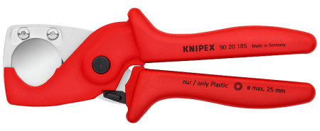 KNIPEX PlastiCut Труборез-ножницы для шлангов и защитных труб (∅ 25 мм), L-185 мм, с держателем для торгового оборудования