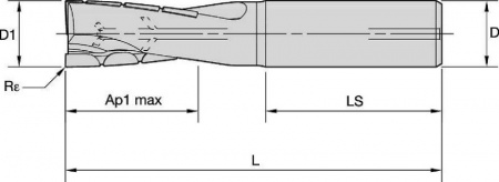 KenCut AQ; ALCR; Radiused; 2 Flutes; 2 x D; Internal Coolant; Plain Shank; Inch