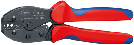 KNIPEX PreciForce пресс-клещи, коаксиальный штекер BNC для RG 58 ,174,188,316, кол-во гнёзд: 6, L-220 мм