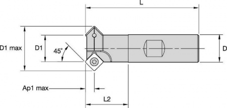 Фреза для обработки фасок; Концевые фрезы с углом в плане 45°; SD09; Метрическая система