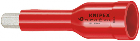 Головка торцевая VDE 1000V DR 3/8" с насадкой для винтов с внутренним шестигранником 11 мм, диэлектрическая, L-75 мм