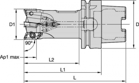 Цельные метрические фрезы 5720VZD16 с хвостовиком HSK63A; Метрическая система