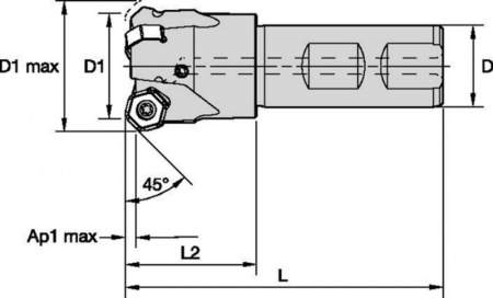 Dodeka Mini 45°; End Mill; Weldon Shank; Metric