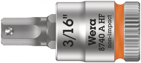 8740 A Hex-Plus HF Zyklop Головка торцевая со вставкой под внутренний шестигранник, DR 1/4", с фиксацией крепежа, 3/16" x 28 мм