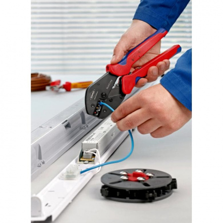KNIPEX MultiCrimp пресс-клещи с магазином для смены плашек, 5 сменных плашек, L-250 мм, 2-к ручки