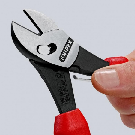 KNIPEX TwinForce бокорезы, рез: провол. мягк. ∅ 5.5 мм, провол. ср. ∅ 4.6 мм, тверд. ∅ 3.2 мм, роял. струна ∅ 3 мм, L-180 мм, черн., 2-к ручки