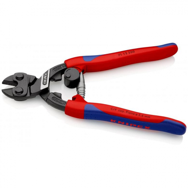KNIPEX CoBolt болторез, пружина, L-200 мм, рез: провол. мягк. ∅ 6 мм, ср. ∅ 5.2 мм, тв. ∅ 4 мм, роял. струна ∅ 3.6 мм, черн., 2-к ручки