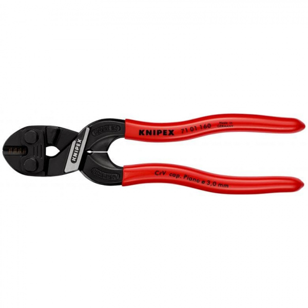 KNIPEX CoBolt S болторез, L-160 мм, рез: провол. мягк. ∅ 5.3 мм, ср. ∅ 4.4 мм, тв. ∅ 3.2 мм, роял. струна ∅ 3 мм, черн., 1-к ручки
