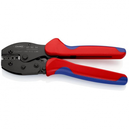 KNIPEX PreciForce пресс-клещи, штекеры открытые, неизол. (2.8 + 4.8 мм), кол-во гнезд: 4, 0.1 - 2.5 кв. мм (27 -13 AWG), L-220 мм