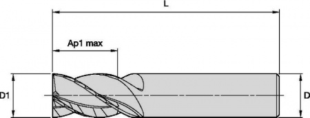 HARVI I TE; ПЛОСКОЕ ДНО; 4 ЗУБА; УКОРОЧЕННОЕ ИСПОЛНЕНИЕ; Цилиндрический хвостовик