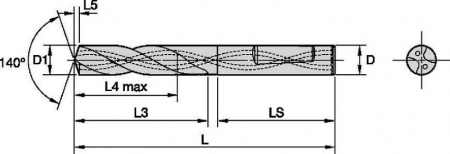 GOdrill; 5 x D; Internal Coolant; Whistle Notch Shank; Metric