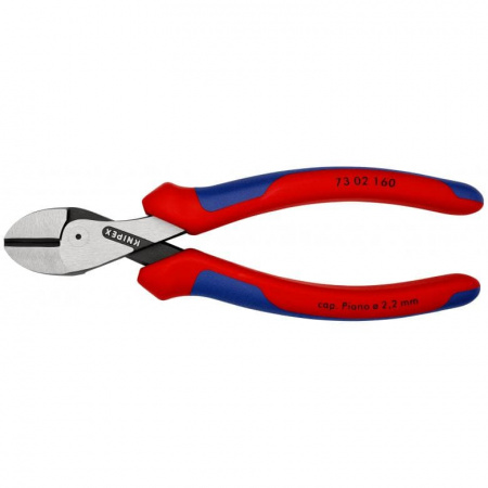 KNIPEX X-Cut бокорезы, рез: провол. мягк. ∅ 4.8 мм, ср. ∅ 3.8 мм, тв. ∅ 2.7 мм, роял. струна ∅ 2.2 мм, L-160 мм, черн., 2-к ручки