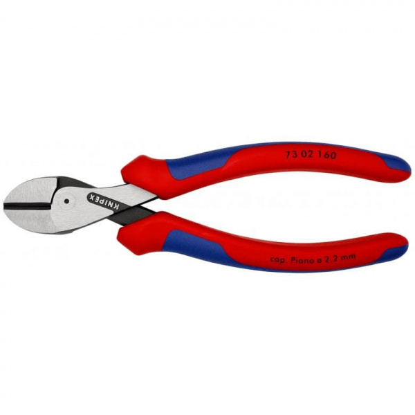 KNIPEX X-Cut бокорезы, рез: провол. мягк. ∅ 4.8 мм, ср. ∅ 3.8 мм, тв. ∅ 2.7 мм, роял. струна ∅ 2.2 мм, L-160 мм, черн., 2-к ручки