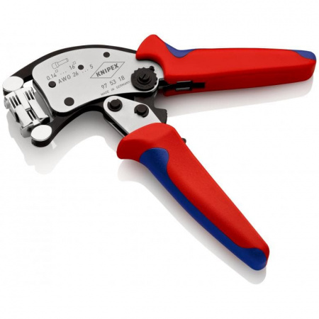 KNIPEX Twistor16 пресс-клещи, квадрат. обжим, самонастр., поворотная головка, гильзы контакт.: 0.14 - 16.0 кв. мм, 2-е конц. гильзы 2x6кв. мм, L-200 мм,хром