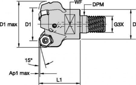 Dodeka Mini High-Feed 15°; End Mill; Screw-On; Metric