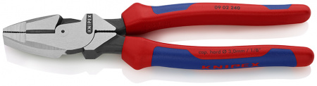 Lineman's Pliers плоскогубцы электромонтёра, рез: проволока средней твёрдости ∅ 4.6 мм, твёрдая проволока ∅ 3 мм, L-240 мм, чёрные, 2-компонентные рукоятки, с держателем для торгового оборудования