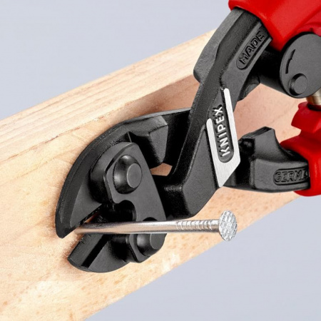 KNIPEX CoBolt болторез, пружина, голова 20°, L-200 мм, рез: провол. мягк. ∅ 6 мм, ср. ∅ 5.2 мм, тв. ∅ 4 мм, роял. струна ∅ 3.6 мм, черн., 2-к ручки