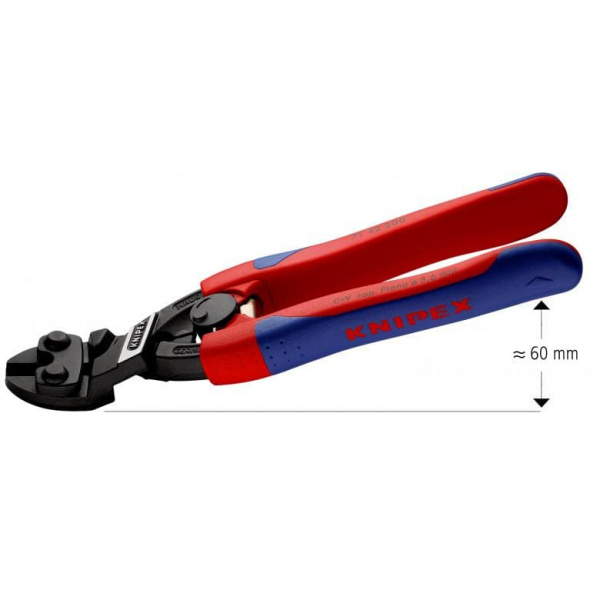 KNIPEX CoBolt болторез, голова 20°, с выемкой, 200 мм, рез: провол. мягк. d 6 мм, ср. d 5.2 мм, тв. d 4 мм, роял. струна d 3.6 мм, чёрн., 2К ручки