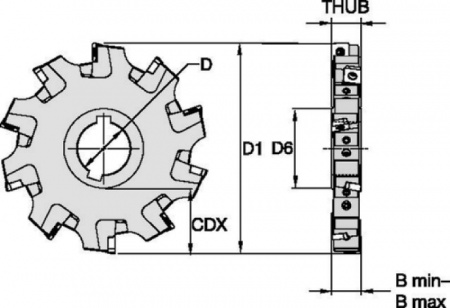 Фрезы KSSM для прорезания пазов — IC 12 — тип А, крепление на оправке (регулируемая фреза для прорезания пазов — от 18 до 20,7 мм); Метрическая система